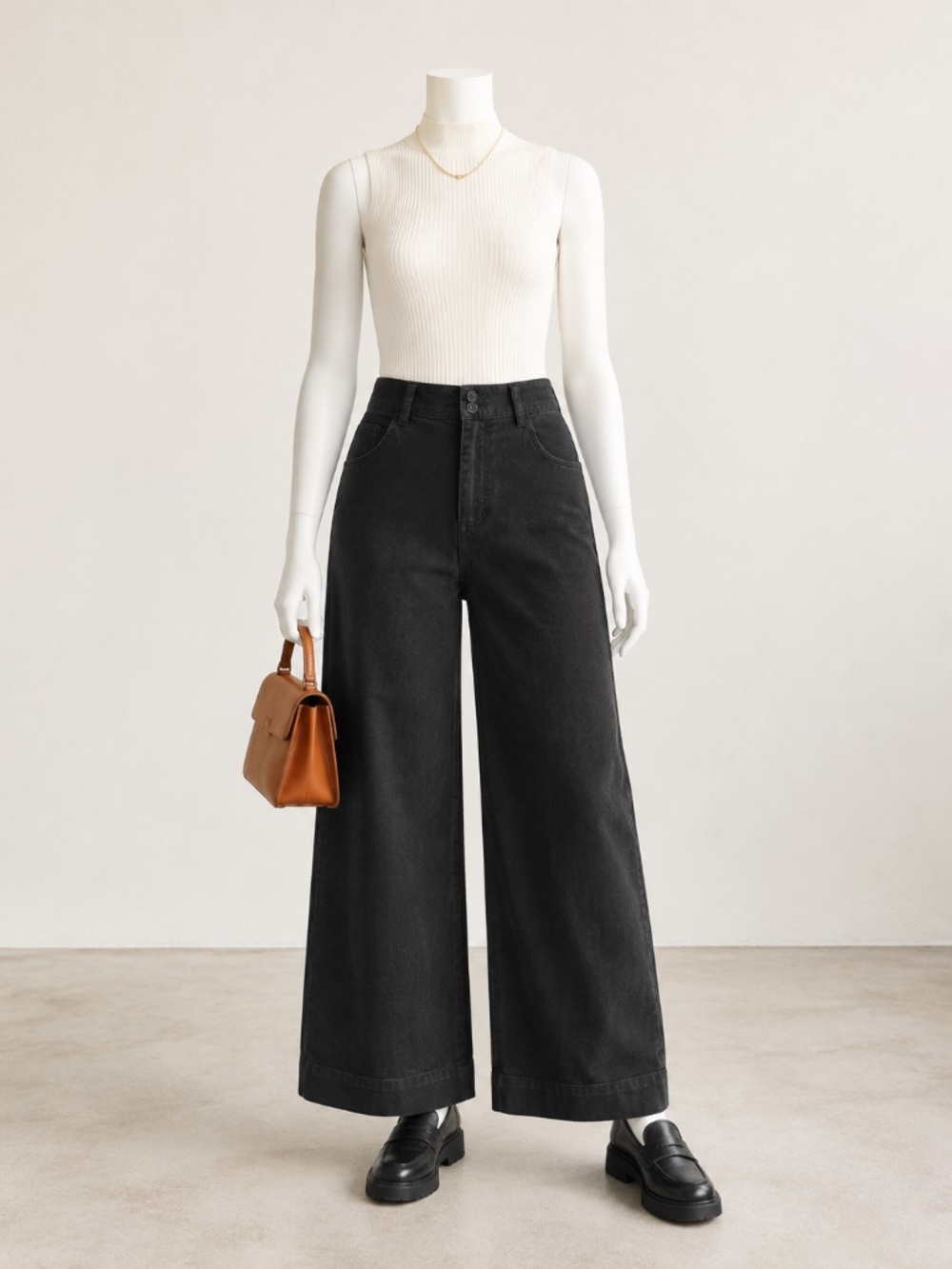 YFB Young Fabulous Broke Black Wide Leg Elastic Back Pants Small Denim